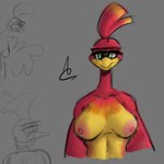 anthro areola beak breasts countershade_torso countershading female female_anthro front_view green_eyes nipples non-mammal_breasts non-mammal_nipples nude nude_anthro nude_female pink_areola pink_nipples red_body solo yellow_body yellow_countershading ashclone freakyclone banjo-kazooie rareware kazooie avian bird breegull 1:1 2024 colored_sketch digital_drawing_(artwork) digital_media_(artwork) half-length_portrait portrait sketch