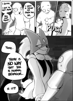 abstract_background ambiguous_gender anthro assertive_anthro assertive_female blush courting duo female female_anthro furniture lying_on_top male male/female male_human on_sofa sitting smile sofa text thought_bubble shoutingisfun nintendo pokemon generation_9_pokemon human mammal meowscarada pokemon_(species) 2025 black_and_white comic english_text hi_res monochrome