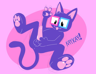 animal_genitalia animal_penis anthro anus balls breasts erection feline_genitalia feline_penis fur genitals male nude pawpads paws penis simple_background solo tail text tongue touching_penis youtuber harryiff_art youtube kaykay_(planet_clue) felid feline mammal absurd_res hi_res