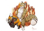anal anal_penetration anthro bodily_fluids collar cum cum_drip dripping duo genital_fluids male male/male penetration shrinking simple_background size_transformation transformation marscanis canid canine felid feline fox mammal hi_res