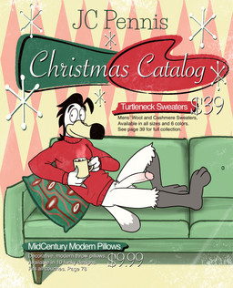 anthro barefoot beverage black_hair black_legs bottomless bottomless_male brand_parody candy catalog chocolate christmas_clothing clothed clothing container cup cushion dessert erection feathers feet food genitals googie_aesthetic hair holding_container holding_cup holding_mug holding_object holidays hot_chocolate humanoid_genitalia humanoid_penis inside long_penis looking_at_viewer lounging magazine_page male mid-century_modern mid-century_modern_furniture mug non-mammal_hair penis price price_listing reclining_on_sofa red_clothing red_sweater red_topwear solo starburst_motief sweater tail tail_feathers text topwear turtleneck white_body secretgull christmas jcpenney gus_skwarek avian bird gull lari larid 2024 digital_drawing_(artwork) digital_media_(artwork) english_text hi_res