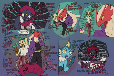 angry anthro balls biped black_body black_clothing blue_body blue_eyes blush blush_lines bodily_fluids bottomwear brown_eyes chastity_cage chastity_device claws clothed clothed_female clothed_male clothing cross-popping_vein dialogue eyes_closed female female_anthro finger_claws frill_(anatomy) genitals gesture head_crest head_frill jacket male male_anthro neck_frill necktie open_mouth profanity red_body red_eyes shirt simple_background skirt sweat t-shirt tail tapping text topwear tracksuit waving wearing_chastity_cage wearing_chastity_device yawn yellow_eyes vonepitaph nintendo pokemon byron_(vonepitaph) kale_(vonepitaph) vari_(vonepitaph) vex_(vonepitaph) blaziken eeveelution generation_1_pokemon generation_3_pokemon generation_4_pokemon leafeon pokemon_(species) vaporeon weavile 2025 comic digital_media_(artwork) english_text hi_res