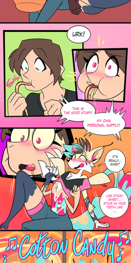 4_arms anthro arm_growth blush bottomwear brown_hair clothing cute_fangs dialogue duo embarrassed fangs female food gender_transformation growth hair honey_(food) human_to_anthro limb_growth male mtf_transformation multi_arm multi_limb open_mouth pants pink_eyes pole simple_background skirt smile species_transformation stripper_pole surprised tail teeth text tf_into_fictional_character transformation twinning wings la-frugele hellaverse helluva_boss queen_bee-lzebub_(helluva_boss) arthropod canid canine demon fox human hybrid mammal 2024 absurd_res comic digital_media_(artwork) english_text hi_res