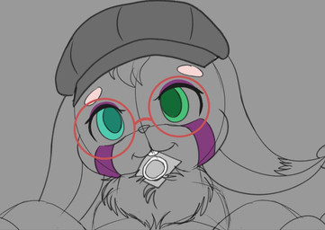 anthro big_glasses clothing condom condom_in_mouth eyewear female floppy_ears fluffy fluffy_chest glasses hat headgear headwear heterochromia looking_at_viewer mouth_hold object_in_mouth red_eyewear red_glasses round_glasses sexual_barrier_device showing_teeth sketchy smile smiling_at_viewer solo young young_anthro young_female conditional_dnp cressie wildstar crescent_muenster_(character) ailurid chua hybrid mammal red_panda rodent line_art partially_colored sketch