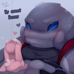 3_fingers armor black_clothing blue_eyes blush clothed clothing duo eye_contact fingers fur glistening glistening_body glistening_skin grey_body grey_skin heart_symbol heart_tail holding_character logo looking_at_another male pink_body pink_fur short_tail sitting size_difference smile tail text uniform vambrace akumasinner disney lilo_and_stitch fan_character gantu x_(akumasinner) alien alien_humanoid experiment_(lilo_and_stitch) humanoid 1:1 2025 artist_logo artist_name digital_drawing_(artwork) digital_media_(artwork) english_text hi_res