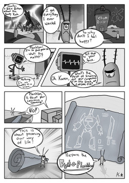 antennae_(anatomy) anthro biped detailed_background dialogue eyebrows feral glistening glistening_eyes husband_and_wife machine macro married_couple micro outside paper pupils speech_bubble text stillinthesimulation nickelodeon spongebob_squarepants karen_plankton patrick_star sheldon_j._plankton asterozoan echinoderm marine plankton_(species) starfish absurd_res comic english_text hi_res