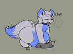 belly big_belly big_tail big_tails bloated burp_cloud burping collar conditional_dnp digestion_noises eyes_closed feral generation_1_pokemon leaning_on_rock male multi_tail nintendo pokemon pokemon_(species) rock rumbling_stomach solo tail thick_thighs verdantphysician vulpix