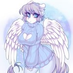 anthro blue_eyes breasts cleavage clothed clothing eyelashes female fingers heart_cutout looking_at_viewer solo sweater topwear wings tolsticot hasbro my_little_pony mythology fan_character equid equine mammal mythological_creature mythological_equine pegasus 1:1 2021 digital_media_(artwork) hi_res