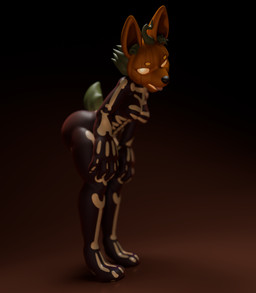 biped butt female food for_a_head fruit holidays plant pumpkin pumpkin_head solo zhenash halloween canid canine canis domestic_dog mammal object_head 3d_(artwork) absurd_res blender_(artwork) digital_media_(artwork) hi_res