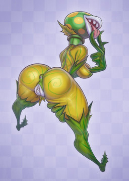 anus areola bent_over big_butt breasts butt checkered checkered_background cunnilingus_gesture fangs featureless_feet feet female genitals gesture hand_on_leg leaf lips not_furry open_mouth pattern_background plant rear_view sharp_teeth simple_background solo suggestive suggestive_gesture teeth thick_lips tongue tongue_out vagina_dentata vulva derek_hetrick mario_bros nintendo elemental_creature elemental_humanoid flora_fauna humanoid piranha_plant plant_humanoid 2019 hi_res