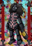 anthro bdsm bondage bound breasts chain empty_eyes featureless_breasts featureless_crotch female kemono markings restraints rope rope_bondage rope_harness small_breasts solo valkyriedyne katsuya_wasaki felid feline mammal digital_media_(artwork) hi_res