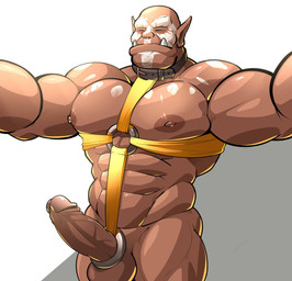 abs accessory balls cock_ring collar collar_only erection genitals harness harness_only humanoid_genitalia humanoid_penis jewelry male muscular muscular_humanoid muscular_male nipples not_furry nude pecs penis penis_accessory penis_jewelry simple_background solo maldu humanoid orc hi_res