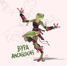 anthro biped clothed clothing countershade_face countershading female green_body horizontal_pupils pupils solo mimdeetz cc-by-nc-nd creative_commons bypa_ancaslocas amphibian frog hi_res