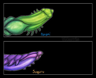 ambiguous_form armored_penis black_background blue_text chart duo genitals green_penis knot knotted_penis male penis penis_chart purple_penis ridged_penis simple_background spiked_penis spikes spikes_(anatomy) text yellow_text puppetmaster13uwu mythology geto_suguru nanami_(jujutsu_kaisen) ambiguous_species dragon mythological_creature mythological_scalie scalie english_text