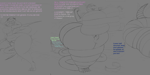 absorption_vore anthro assimilation bdsm bondage bound breasts butt corruption crossgender expansion female gender_transformation growth hyper hypnosis inflation male mind_control parasite profanity text transformation vore allbadbadgers conditional_dnp human humanoid mammal absurd_res english_text hi_res long_image wide_image