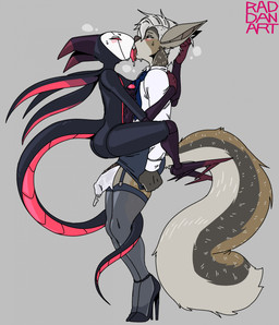 anthro big_penis biped black_body black_exoskeleton blush bodily_fluids bottomwear clinging clothed clothed/nude clothing collared_shirt crossdressing digitigrade dress_shirt duo erection erection_under_clothing exoskeleton featureless_feet feet footwear foreskin french_kissing garter_straps genital_fluids genitals grey_background hand_on_head high_heels humanoid_genitalia humanoid_penis kissing leg_spikes leg_wrap legwear licking_tongue male male/male necktie nude penis precum precum_through_clothing precum_through_underwear shirt shoes simple_background skirt spikes spikes_(anatomy) standing stockings tail thigh_highs topwear translucent translucent_clothing translucent_legwear translucent_stockings underwear vein veiny_penis wet wet_clothing raddanart hollow_knight_(franchise) team_cherry church_(tasla_venhyle) fallow_llewellyn fan_character arthropod insect mammal rodent sciurid tree_squirrel hi_res nonbinary_(lore)
