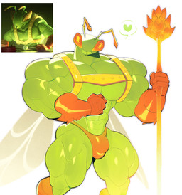 abs antennae_(anatomy) anthro barazoku biceps big_muscles big_pecs bulge chest_harness clothed clothing compound_eyes deltoids exoskeleton green_body harness heart_symbol holding_object holding_weapon huge_muscles huge_pecs huge_thighs looking_at_viewer male mandibles manly muscular muscular_anthro muscular_arms muscular_legs muscular_male muscular_thighs orange_clothing orange_eyes orange_thong orange_underwear partially_clothed pecs solo thick_arms thick_thighs thong triceps underwear weapon yellow_harness dymitr3 disney pixar toy_story twitch_(toy_story) arthropod insect mantis absurd_res hi_res