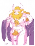 abs anthro armpit_hair beard blonde_hair body_hair cloak clothing embarrassed facial_hair flaccid foreskin genitals hair horn long_ears male mature_anthro mature_male muscular muscular_anthro muscular_male pecs penis pubes simple_background solo white_background sniggy_stardust undertale undertale_(series) asgore_dreemurr boss_monster_(undertale) bovid caprine mammal