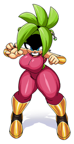 big_breasts blue_eyes bottomwear bracelet breasts clothed clothing cosplay ear_piercing ear_ring female gold_(metal) gold_boots gold_bracelet gold_jewelry green_hair hair jewelry looking_at_viewer pants piercing pink_bottomwear pink_clothing pink_pants ring_piercing solo sweatpants thick_thighs wide_hips blindstash dragon_ball dragon_ball_super idw_publishing sega sonic_the_hedgehog_(comics) sonic_the_hedgehog_(idw) sonic_the_hedgehog_(series) kefla surge_the_tenrec afrosoricid mammal tenrec absurd_res hi_res