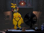 2023 4:3 absurd_res animatronic anthro avian beakless big_breasts biped bird black_sclera breasts chicken digital_drawing_(artwork) digital_media_(artwork) doll_joints female fishgottedyou five_nights_at_freddy's five_nights_at_freddy's_2 galliform gallus_(genus) head_feathers hi_res machine nipples noseless nude open_mouth orange_nipples phasianid robot rosy_cheeks scottgames screencap screencap_background shaded sharp_teeth solo standing teeth toy_chica_(fnaf) white_eyes yellow_body