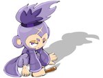 clothed clothing female fur holding_object looking_at_viewer purple_body purple_fur simple_background solo stick white_background goatboydraws bloons_tower_defense ninja_kiwi ezili_(bloons) haplorhine mammal monkey primate 4:3 hi_res