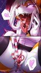 anthro anus bodily_fluids breasts butt candy candy_cane dessert duo extreme_size_difference female female/female food fur genital_shot genitals heart_eyes heart_symbol inside_mouth lying macro micro mouth_shot on_back on_tongue open_mouth orange_body orange_fur partially_inside purple_background pussy pussy_shot rear_view red_body saliva saliva_string sharp_teeth simple_background size_difference spread_legs spreading teeth tongue unbirthing vaginal vore white_body white_fur willing_pred willing_prey allsonwa mythology ada_(allsonwa) kiva_(kiva) canid canine dragon fox mammal mythological_creature mythological_scalie scalie absurd_res hi_res