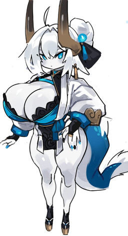 2_horns big_breasts blue_body blue_eyes bra breasts cleavage clothed clothing female fingers hair hand_on_leg hand_on_thigh horn huge_breasts looking_at_viewer multicolored_body shortstack simple_background solo standing tail thick_thighs underwear white_body white_hair zanamaoria mythology animal_humanoid dragon dragon_humanoid horned_humanoid humanoid mythological_creature mythological_scalie scalie character_request digital_media_(artwork) hi_res unavailable_at_source