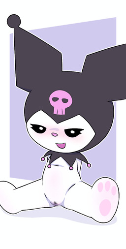 anthro chibi female flat_chested genitals paws sitting smile solo spade_tail tail vulva young young_anthro dakuromii onegai_my_melody sanrio kuromi demon lagomorph leporid mammal rabbit absurd_res censored hi_res
