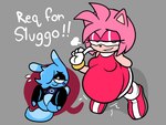 abdominal_bulge after_vore anthro belly big_belly breasts clothed clothed_female clothing duo female female/female female_pred fully_inside hand_behind_back internal oral_vore tail vore opisvore sega sonic_the_hedgehog_(series) amy_rose eulipotyphlan hedgehog mammal absurd_res hi_res