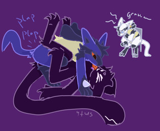 ambiguous_gender annoyed anthro blue_body blue_eyes blue_fur cuck_chair digitigrade ear_piercing fluffy from_front_position fur group licking male male/male mating_press monotone_body monotone_fur multi_arm multi_eye multi_limb nude_anthro orange_eyes orange_tongue piercing plap purple_background purple_body purple_fur purple_tongue sex simple_background sitting spikes spikes_(anatomy) tail tail_mouth tongue tongue_out trio unusual_anatomy unusual_tail white_body white_eyes white_fur yellow_body yellow_fur something_(artist) nintendo pokemon nympho_(nympho) silver_(silver_wing) something_(something) domestic_cat felid feline felis generation_4_pokemon lucario mammal monster pokemon_(species) hi_res signature