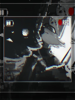 ambiguous_gender anthro black_body black_ears black_eyes black_fur camera camera_view clothing duo fur grey_body grey_ears grey_fur grimace jacket looking_down neck_tuft pointy_ears prick_ears pupils shirt slit_pupils topwear tuft white_eyes white_nose white_pupils hooki canid canine mammal 3:4 character_request