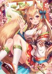 accessory blonde_hair blush breasts clothed clothing female footwear hair hair_accessory open_mouth sandals shoes socks socks_with_sandals solo sakura_ani animal_humanoid canid canid_humanoid canine canine_humanoid fox_humanoid humanoid mammal mammal_humanoid 2021 hi_res