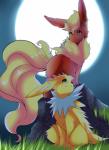 ambiguous_gender blue_eyes eeveelution feral flareon green_eyes jolteon kami-chan moon night nintendo pokémon rock video_games
Rating: Safe
Score: 6
User: Effort_Value
Date: April 02, 2014