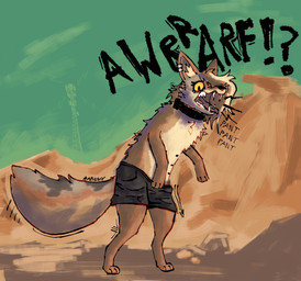 biped bipedal_feral blonde_hair bottomwear brown_body brown_fur building cell_tower clothed clothing collar desert ear_piercing female feral fur hair holding_bottomwear holding_clothing holding_object holding_pants loss_of_speech mid_transformation multi_nipple nipples open_mouth outside oversized_clothing pants permanent_transformation piercing radiation sand sharp_teeth shrinking size_transformation solo species_transformation teeth topless tower transformation wobbling yellow_eyes foxes-radio radiovix canid canine canis coyote human mammal hi_res signature