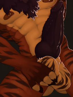 5_fingers abs animal_genitalia animal_penis anthro areola ball_grab balls big_balls big_penis black_claws black_pawpads black_penis brown_areola brown_markings brown_nipples butt butt_from_the_front claws erection feline_genitalia feline_penis fingers genital_shot genitals hybrid_genitalia hybrid_penis knot knotted_feline_penis knotted_penis male markings muscular navel nipples pawpads pecs penile_spines penis penis_shot simple_background solo striped_balls striped_body striped_genitalia stripes tan_body maison_6 felid mammal pantherine tiger 3:4 hi_res
