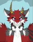 2_tails anthro claws finger_claws intersex maleherm multi_tail simple_background solo tail the_shen avaa_velvet canid canine canis fox mammal digital_media_(artwork) pixel_(artwork)