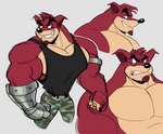 anthro clothing cybernetic_limb cybernetics facial_hair fur goatee grin machine male muscular muscular_anthro muscular_male pecs sharp_teeth shirt smile solo tank_top teeth topwear polartoons activision crash_bandicoot_(series) crunch_bandicoot bandicoot mammal marsupial hi_res