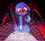 ambiguous_gender anthro black_body black_fur blue_body blue_fur claws fur glowing glowing_eyes magic open_mouth red_eyes solo spider_web tongue white_claws angelskitty fakemon nintendo pokemon blade_(angelskitty) fan_character arachnid arthropod generation_4_pokemon hybrid pokemon_(species) riolu spider