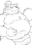 4_fingers anthro balls belly big_balls big_belly fingers genitals kemono male moobs overweight overweight_male simple_background solo white_background hysk sengoku_puzzle tokugawa_ieyasu canid canine mammal raccoon_dog tanuki 2025 absurd_res hi_res monochrome