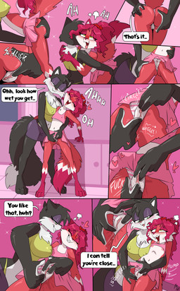 adult_on_young age_difference anthro aroused_female belly bodily_fluids clenched_teeth clitoral clitoral_rubbing clitoris clothed clothed_sex clothing crop_top duo eye_roll female female/female fingering fluffy fluffy_tail fur genital_fluids genitals happy happy_sex heart_symbol hip_grab hug humping looking_pleasured moan narrowed_eyes nipples red_body red_fur sex shirt skimpy smile submissive submissive_female sweat sweatdrop tail teeth tongue tongue_out topwear vaginal vaginal_fingering vaginal_fluids vulva white_belly young young_female fuf colleen_(masterofall) viola_(masterofall) canid canine domestic_cat felid feline felis fox mammal 2025 absurd_res comic hi_res aunt_(lore) aunt_and_niece_(lore) incest_(lore) niece_(lore)