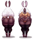 anthro big_butt big_ears bottom_heavy bottomless breasts brown_body brown_fur butt clothed clothing cropped_jacket digitigrade eyeshadow eyewear female fur glasses hair highleg highleg_panties highleg_underwear huge_butt jewelry legwear lipstick long_hair makeup medium_breasts navel navel_piercing necklace one_eye_closed panties piercing rectangular_glasses scut_tail short_tail solo tail thick_thighs thigh_highs underwear wavy_hair white_hair wide_hips itzjaylock lagomorph leporid mammal rabbit hi_res