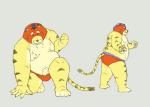 anthro belly bulge butt clothing humanoid_hands male mask moobs nipples overweight overweight_anthro overweight_male simple_background solo underwear wrestler professor_fluff felid mammal pantherine tiger 2020 hi_res