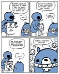 ambiguous_gender anthro beak clothing dialogue humor shirt simple_background smell speech_bubble text topwear what white_background nedroid beartato reginald_(nedroid) avian bear bird mammal 2010 comic english_text