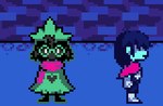 abdominal_bulge adult_on_adult anthro anthro_pred armor belly belly_expansion belly_overhang big_belly clothed clothing dark_world duo expansion vore young_adult retrobelly deltarune undertale_(series) kris_(deltarune) ralsei bovid caprine goat human mammal animated digital_media_(artwork) low_res pixel_(artwork) pixel_animation shaded short_playtime