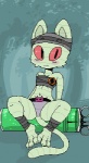 anthro bandage belt blush clothing female panties solo syringe underwear machetesaga adventure_time cartoon_network me-mow felid mammal low_res