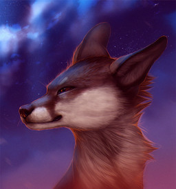 ambiguous_gender black_lips black_nose brown_body brown_eyes brown_fur cloud day detailed_background detailed_fur ears_back feral fur half-closed_eyes inner_ear_fluff lips long_mouth looking_away narrowed_eyes night no_sclera outside photorealism pivoted_ears pupils realistic shadow sky slit_pupils snout solo star starry_sky tuft whiskers white_body white_fur wind tamberella canid canine fox mammal 2014 detailed digital_media_(artwork) headshot_portrait portrait