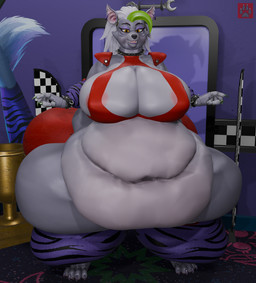 admiring admiring_self anthro belly belly_expansion belly_overhang big_belly big_breasts big_butt breast_expansion breasts butt curvy_figure expansion female huge_belly huge_breasts huge_butt huge_hips huge_thighs hyper hyper_belly hyper_breasts hyper_butt hyper_hips morbidly_obese obese overweight solo standing thick_thighs voluptuous weight_gain wide_hips vep125 mayosplash_(modeler) five_nights_at_freddy's five_nights_at_freddy's:_security_breach scottgames steel_wool_studios roxanne_wolf 3d_(artwork) digital_media_(artwork) hi_res