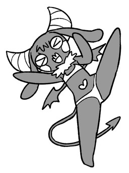 2_horns >_< anthro belly belly_markings big_horn black_body black_ears black_fur black_tail black_tuft black_wings bra cheek_markings circle_(marking) clothing eyes_closed facial_markings featureless_feet featureless_hands feet female female_anthro floppy_ears fur head_markings head_tuft heart_(marking) horn long_ears lop_ears markings membrane_(anatomy) membranous_wings neck_tuft on_one_leg one_leg_up open_mouth panties raised_leg simple_background small_wings solo spade_tail standing tail tongue tuft underwear white_background white_bra white_cheeks white_clothing white_horn white_markings white_panties white_tongue white_tuft white_underwear wings o-den bibi_(o-den) demon succubus 2026 digital_media_(artwork) monochrome