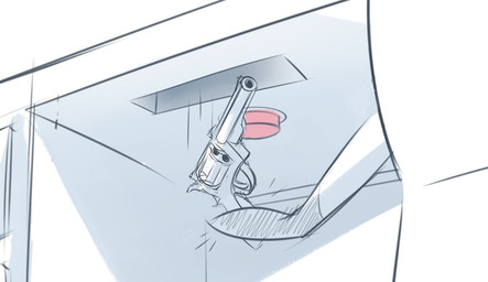 ambiguous_gender feral fur gun hair handgun office_desk quadruped ranged_weapon revolver short_hair solo tail tuft weapon itsdanfango ansel_(itsdanfango) deer mammal 2018 sketch