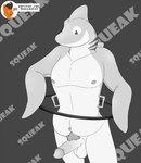 anthro balls erection fin genitals holding_object humanoid_genitalia humanoid_penis inflatable male navel penis pubes smile species_transformation transformation kanada patreon animate_inanimate fish living_inflatable marine shark unknown_species 2021 greyscale hi_res monochrome signature